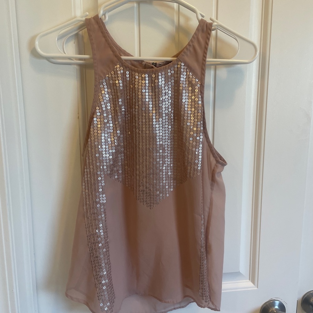 Sequin Embellished Pink Sleeveless Top